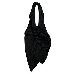 Fashion Nova Black Ruched Plunge Halter Dress XL